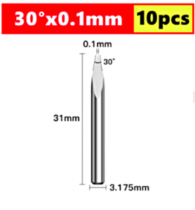 Broca De Grabado 0.1mm 30º Pack 10 Un