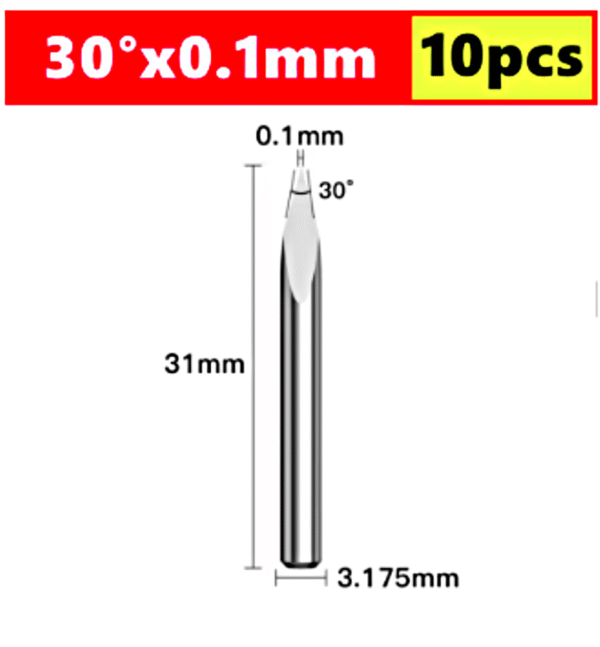 Broca De Grabado 0.1mm 30º Pack 10 Un