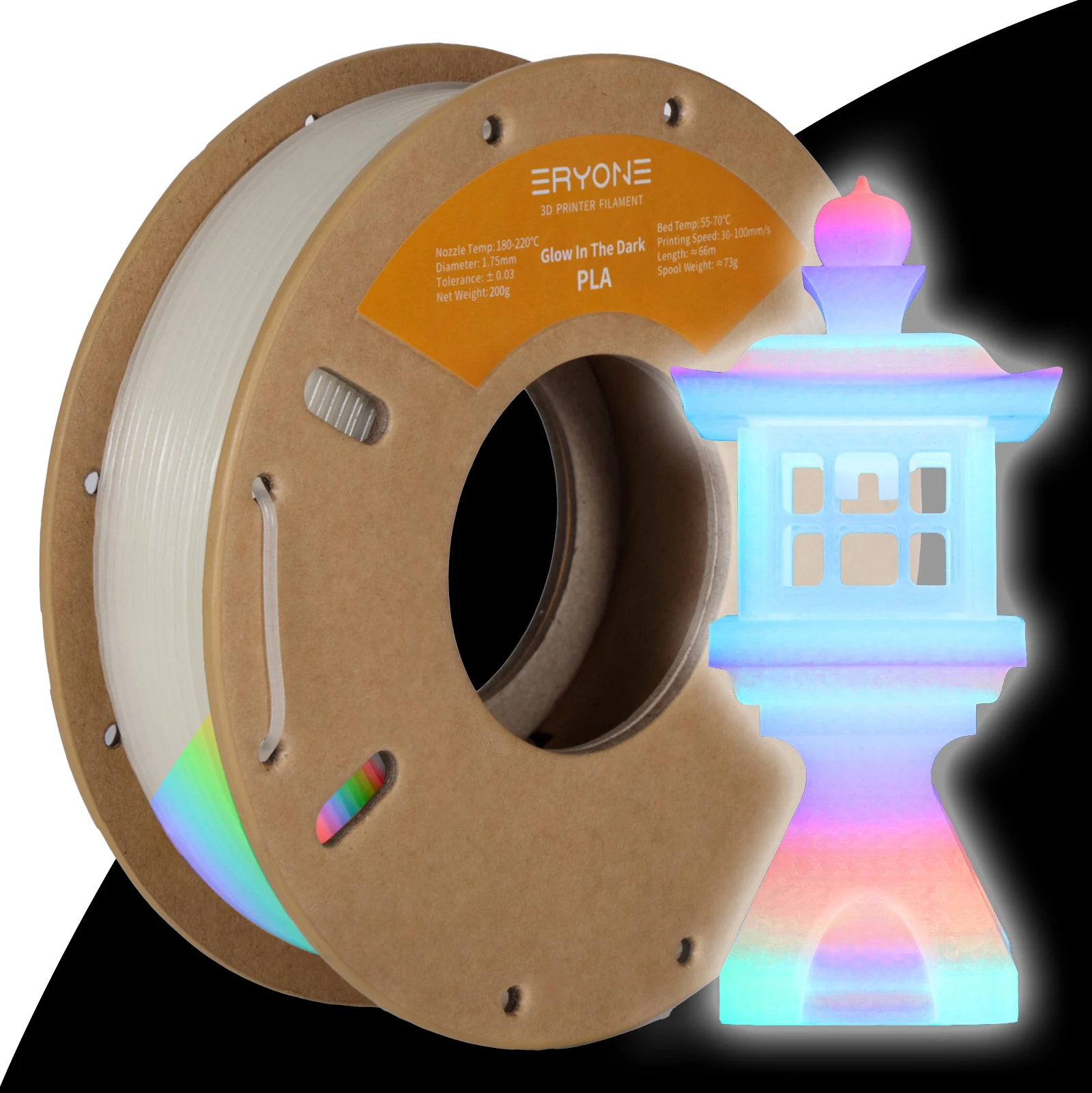 filamento PLA Arcoiris luminicente de 200G